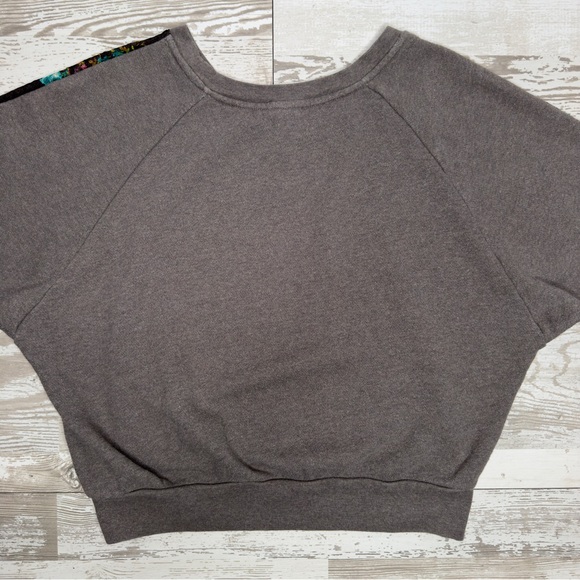 Free People Floral Lace Panel Sweatshirt XS – Gray Dolman Pullover Boho - Picture 8 of 9